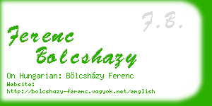ferenc bolcshazy business card