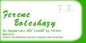 ferenc bolcshazy business card